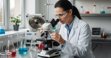Scientist examining milk thistle extract under a microscope, symbolizing liver supplement research